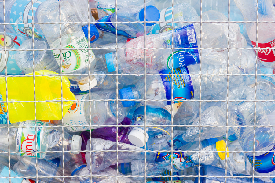Many plastic bottles for recycling will be recycled, Concept of recycling the Empty used plastic bottle