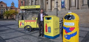 Recycling exhibited outside Leeds town hall.