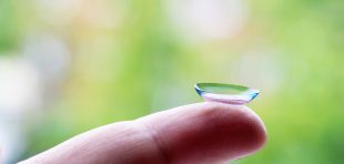 A picture of a contact lens before being recycled.