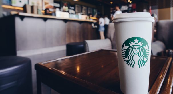 A Venti Starbucks coffee in Starbucks coffee shop.