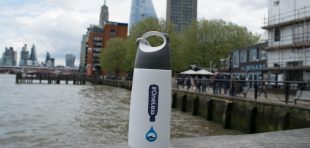 A bottle of water from the OneLess Campaign