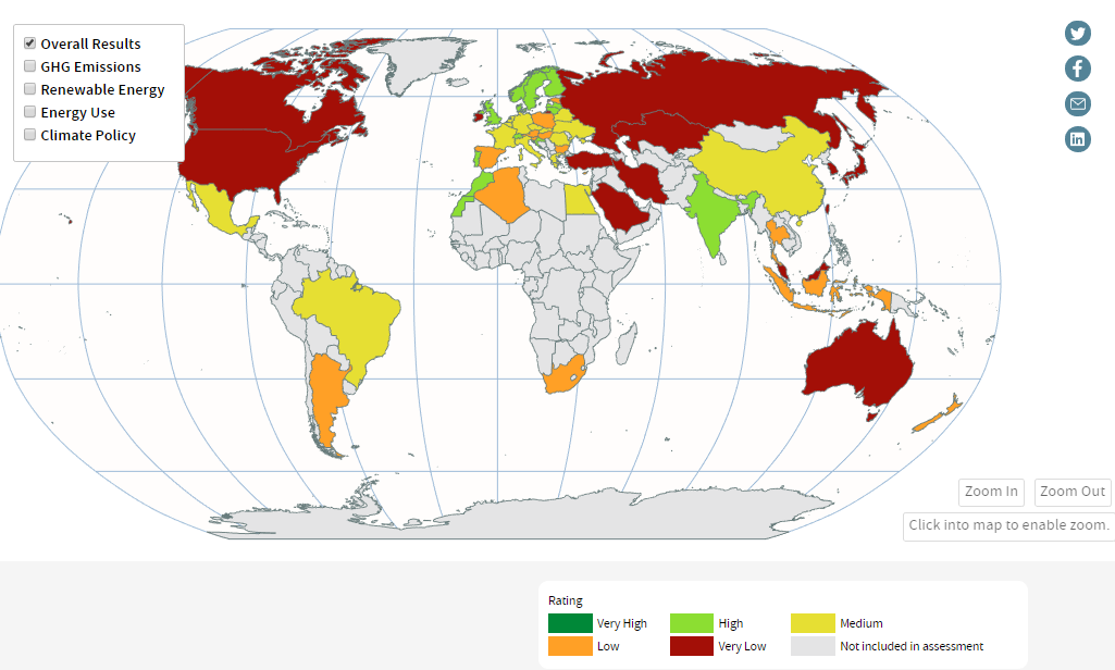 Climate Change Performance Index map