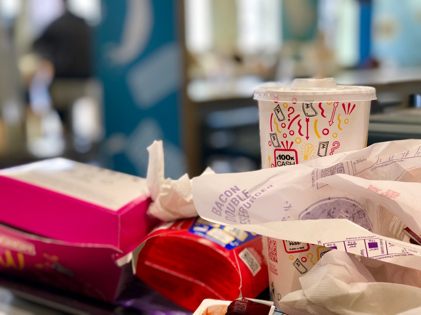 Business food waste such as Mcdonald's wrappers.