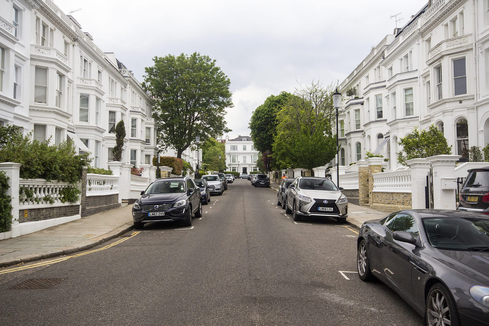 A residential street in Kensington, London.