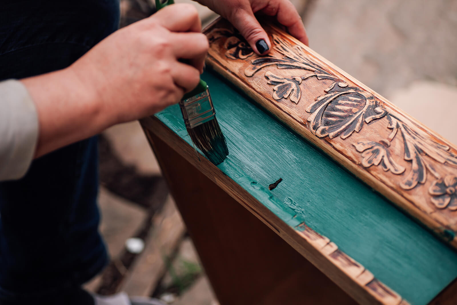 An Antique Piece Of Furniture Being Upcycled